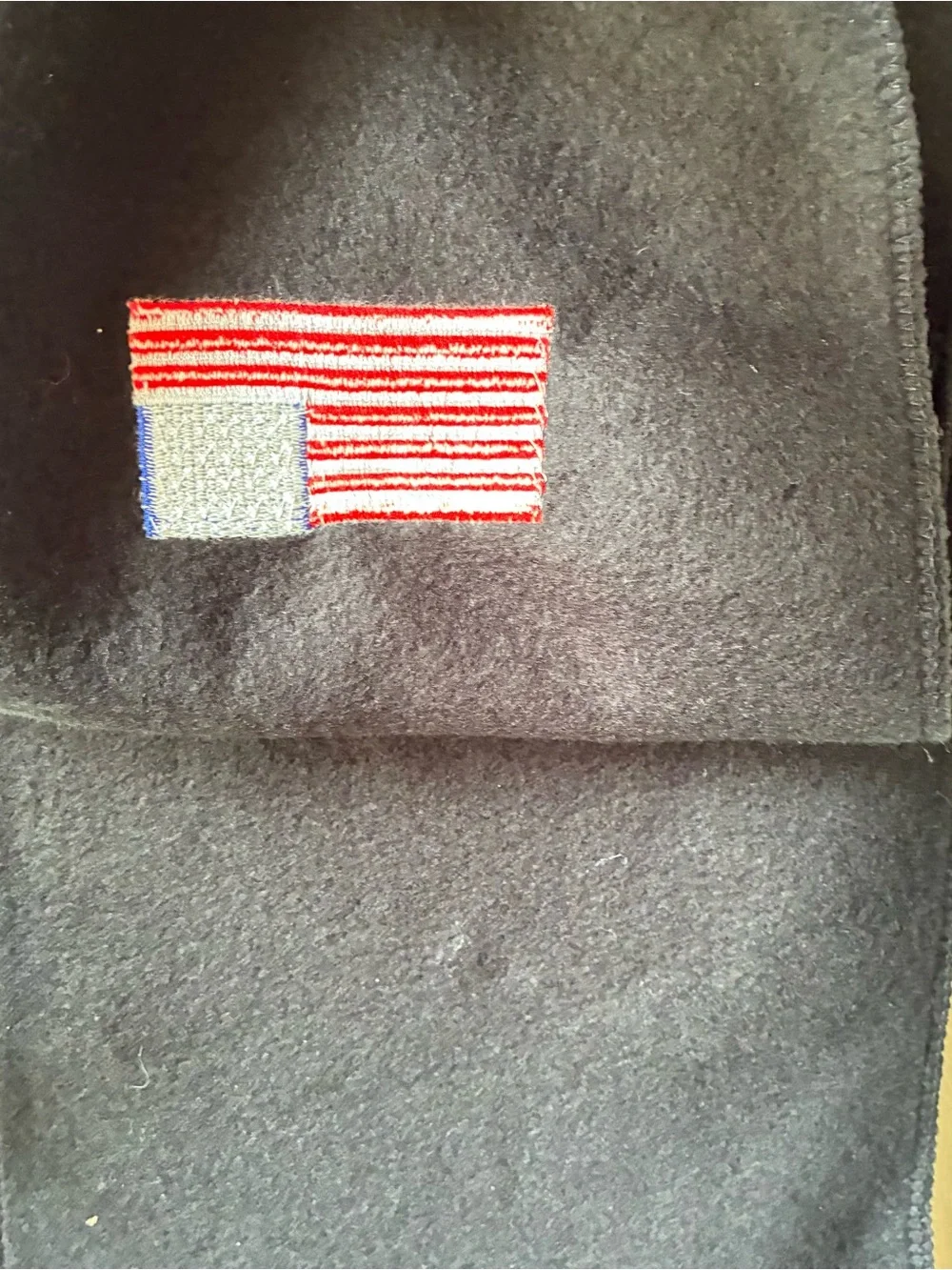 USA Flag Embroidered Black Fleece Scarf Soft Warm Patriotic Style 54